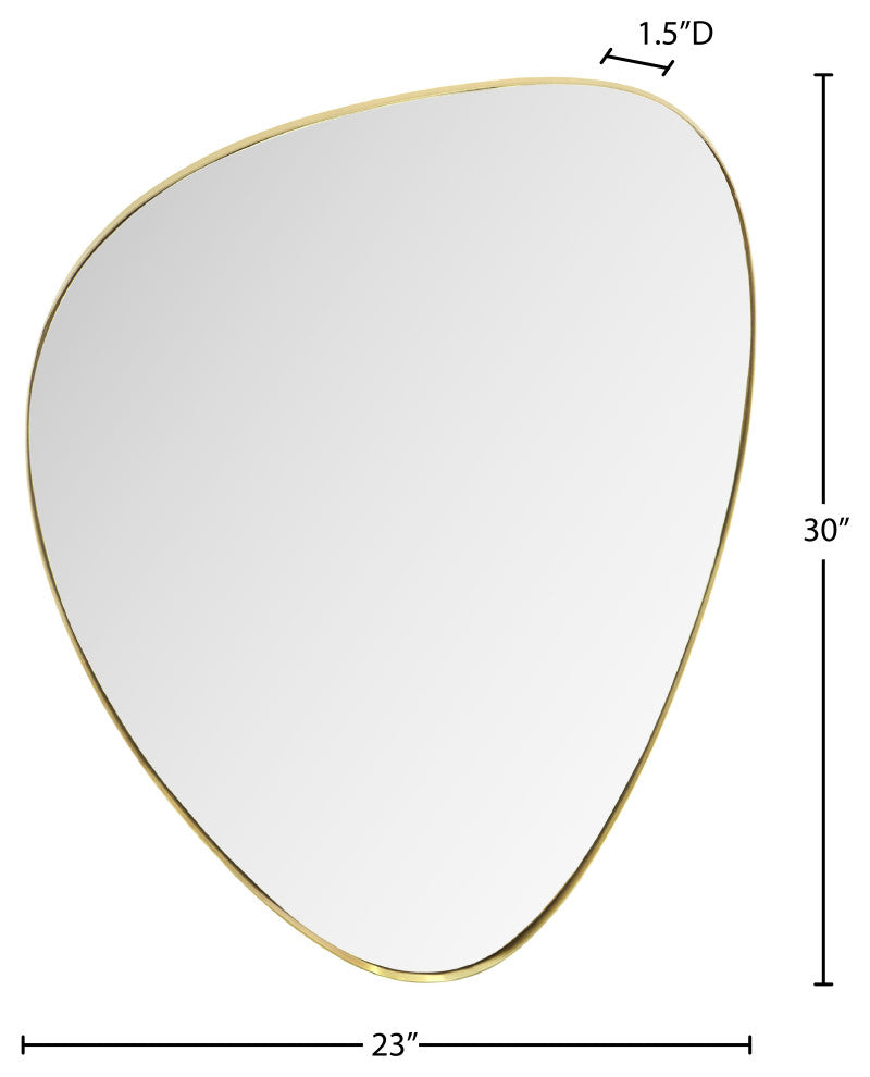 Finch Glass Mirror With Iron Frame, Brushed Gold, 30" H