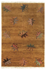 Handmade Wool Brown Transitional All Over Ningxia Rug, 3'10' X 5'9