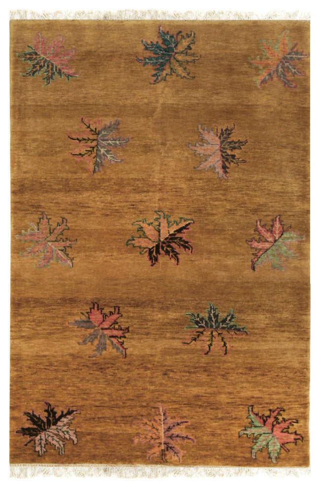 Handmade Wool Brown Transitional All Over Ningxia Rug, 3'10' X 5'9