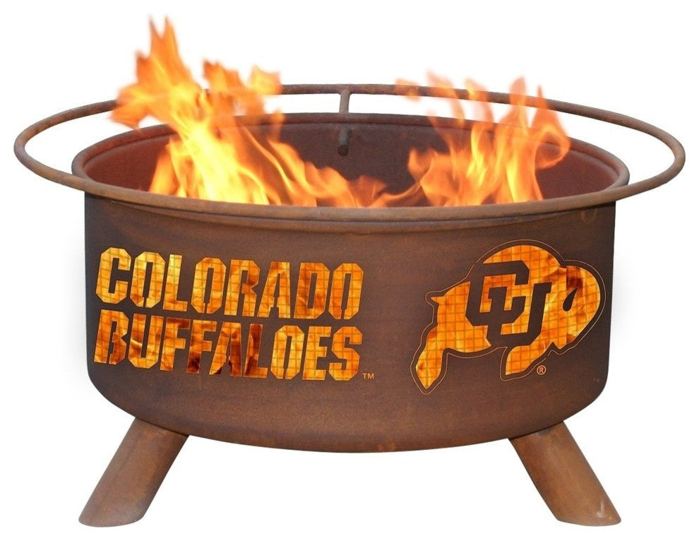 Customizable NCAA Logo Fire Pit, Rust Patina, Colorado