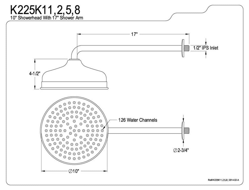 Victorian 10" Shower Head with 17" Shower Arm, Satin Nickel