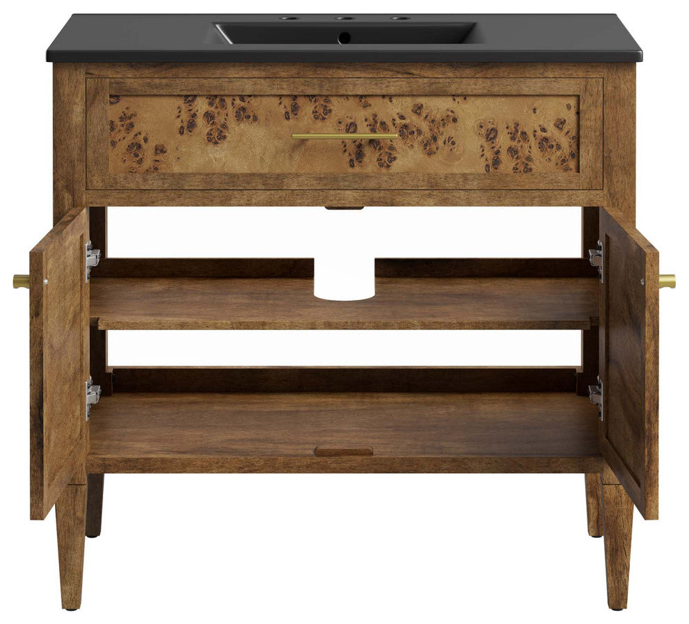 Elysian 36" Wood Bathroom Vanity - Black Brown