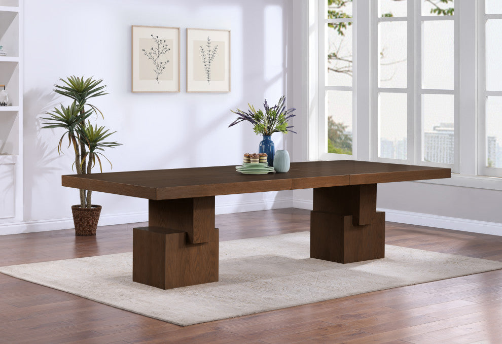 Anzio Oak Veneer Dining Table, Brown