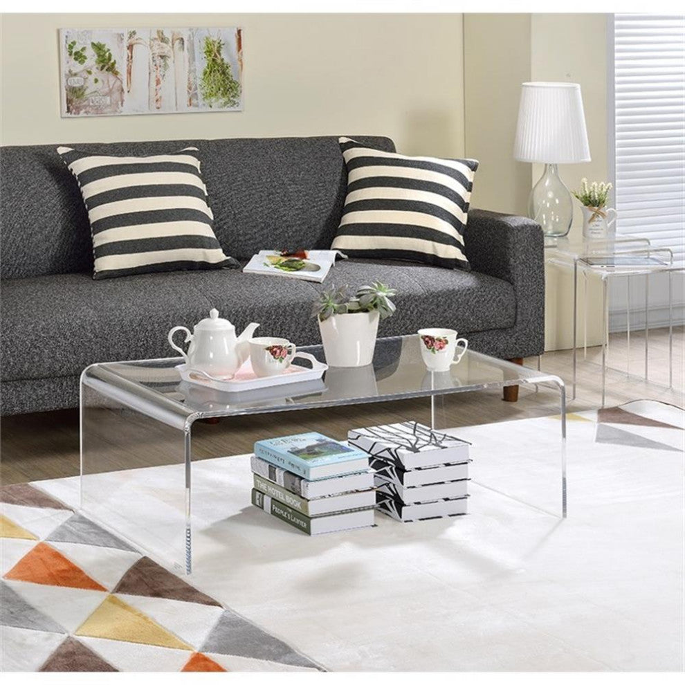 Fox Hill Trading Pure Decor Lucite and Acrylic  Coffee Table in Clear