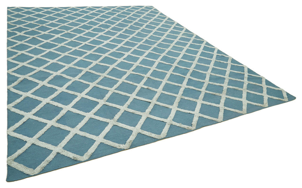 Rug N Carpet - Handmade Modern Design 9' 0'' x 12' 0'' Wool Flatweave Kilim Rug
