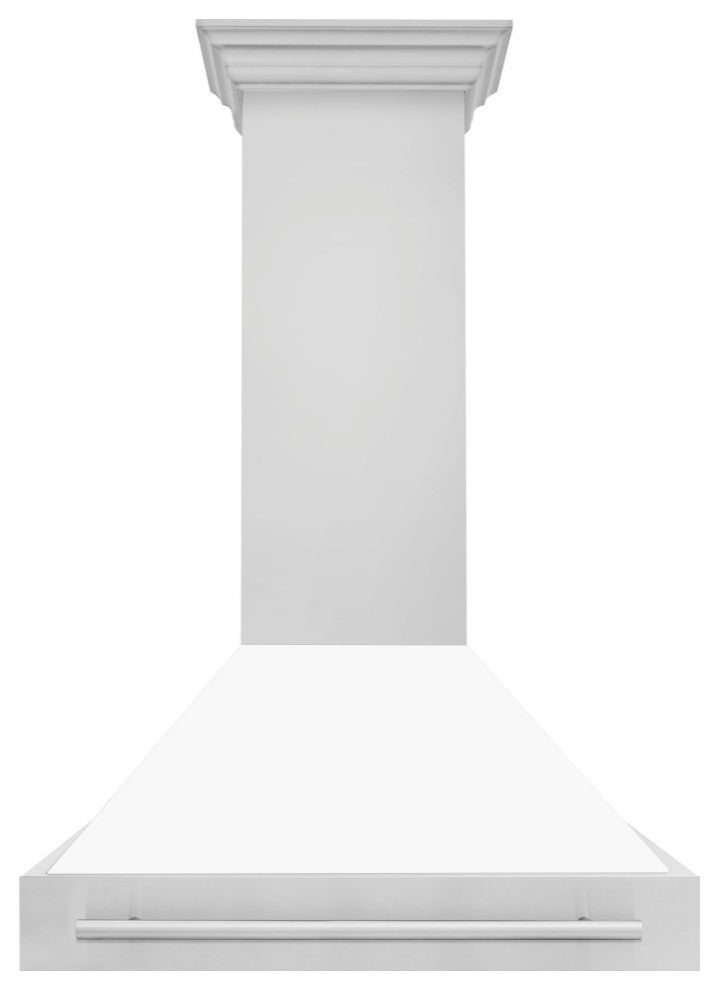 ZLINE 36" Wall Mount Hood Stainless Steel With White Matte Shell, 8654STX-WM-36
