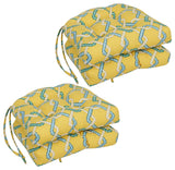 16" Polyester Outdoor U-Shaped Tufted Chair Cushions, Set of 4, Capecod Summer