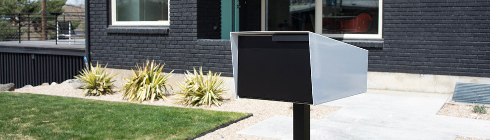 Modern Mailbox | Post Mounted Modern Mailbox | Monochromatic, Black, Post Includ