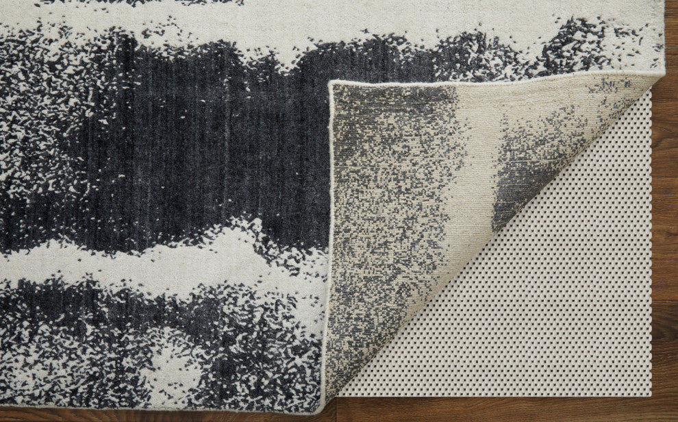 Eshwar R8930 Modern/Industrial/Global Rug, Black/White, 9'x12'
