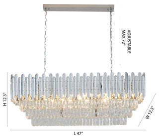 14-Light Chrome Stainless Steel Chandelier With Clear Crystal