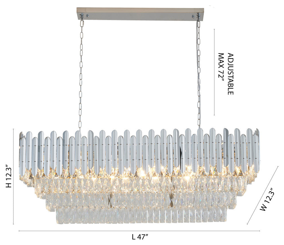 14-Light Chrome Stainless Steel Chandelier With Clear Crystal