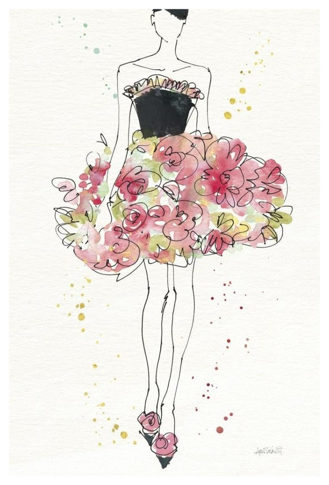 "Floral Fashion II v2" Digital Paper Print by Anne Tavoletti, 26"x38"