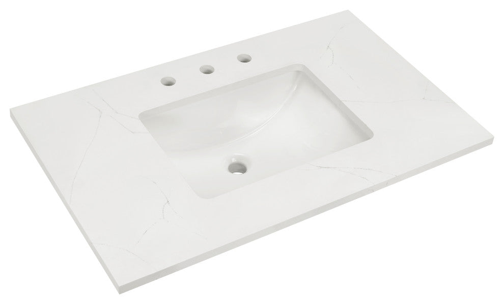 Gracie Bathroom Vanity, Satin White/ Satin Brass, 36"