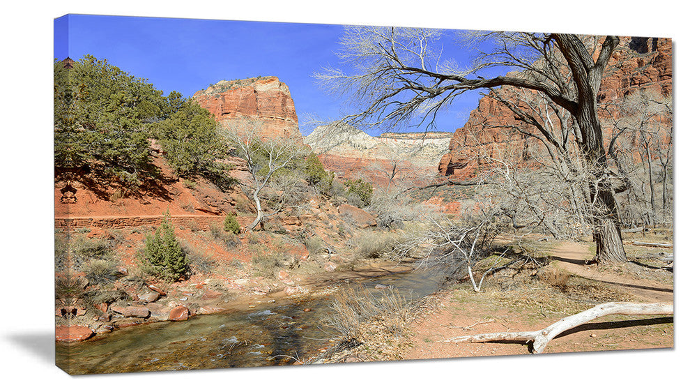 Red Rock Mountain in Zion Park, Landscape Canvas Art Print, 40x20