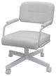 Swivel Tilt Kitchen Caster Chair with Wheels - M-110, White Vinyl - White