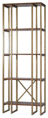 Uttermost 25347 Karishma 32"W 4 Shelf Wood and Metal Shelving - Antique Gold
