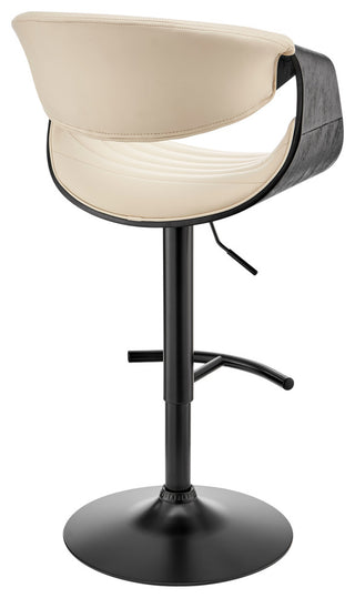 Gionni Adjustable Swivel Cream Faux Leather and Black Wood Bar Stool