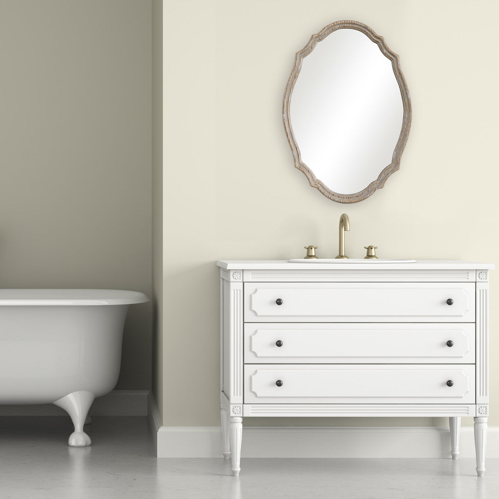 34" Coastal Brown Oval Mirror