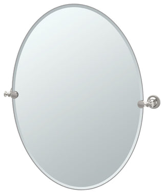 32" Tavern Frameless Oval Mirror, Polished Nickel