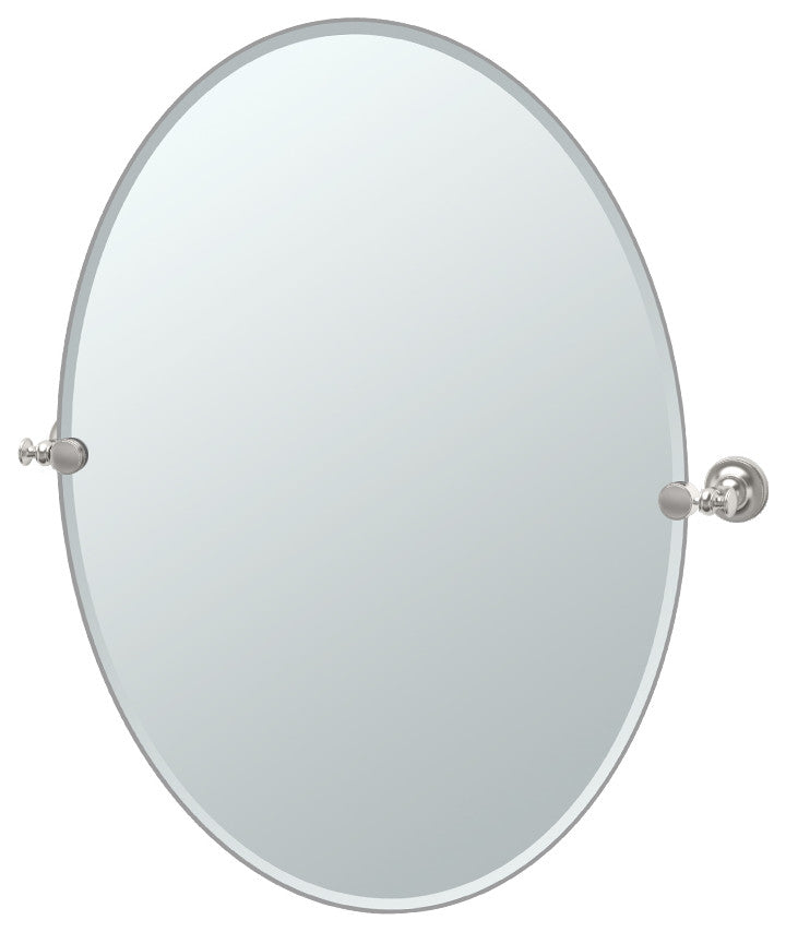 32" Tavern Frameless Oval Mirror, Polished Nickel