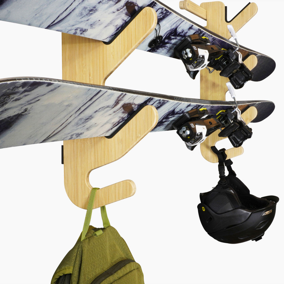 Ski Rack - The Hallsteiner Series Horizontal Ski Wall Mount, Bamboo, Trip
