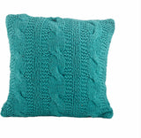 Cable Knit Design Throw Pillow, Turquoise