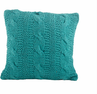 Cable Knit Design Throw Pillow, Turquoise