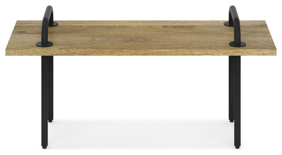 Berkeley Solid Mango Wood Small Entryway Bench, Natural