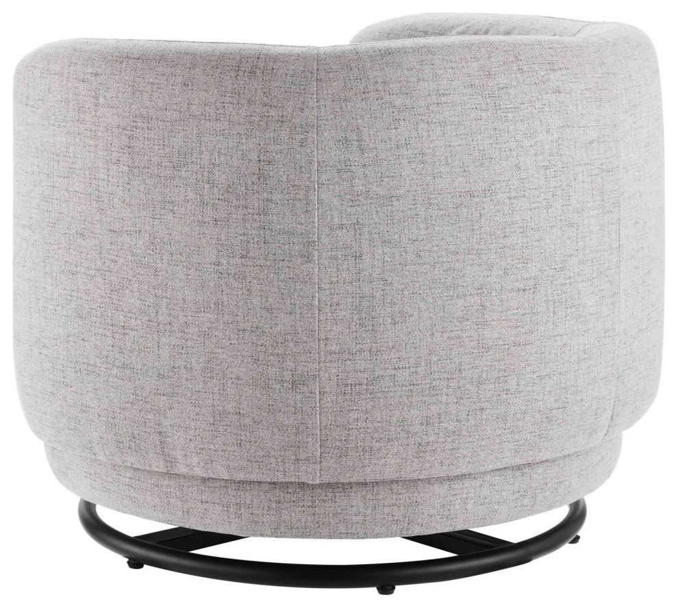 Armchair Swivel Accent Chair, Black Gray, Fabric, Modern, Cafe Hospitality