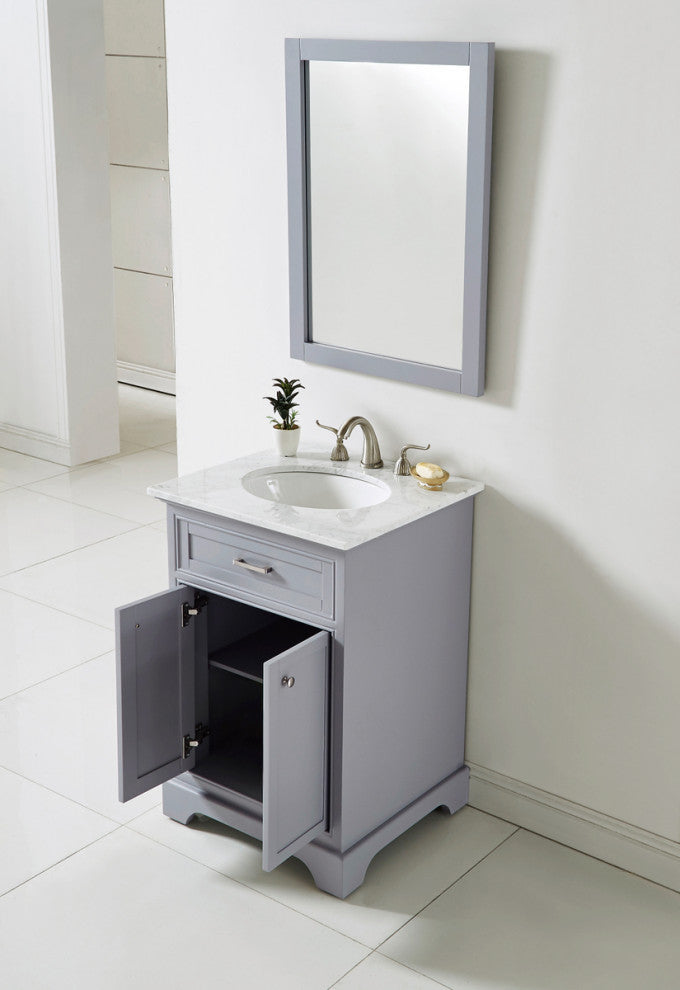 Amber Single Bathroom Vanity, Blue, Light Grey, 24"