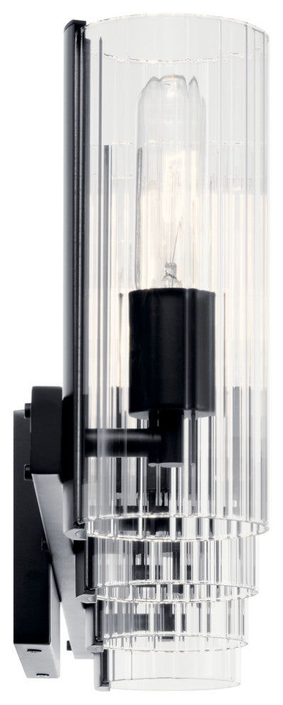 Jemsa 32" 4 Light Vanity With Clear Fluted Glass, Black