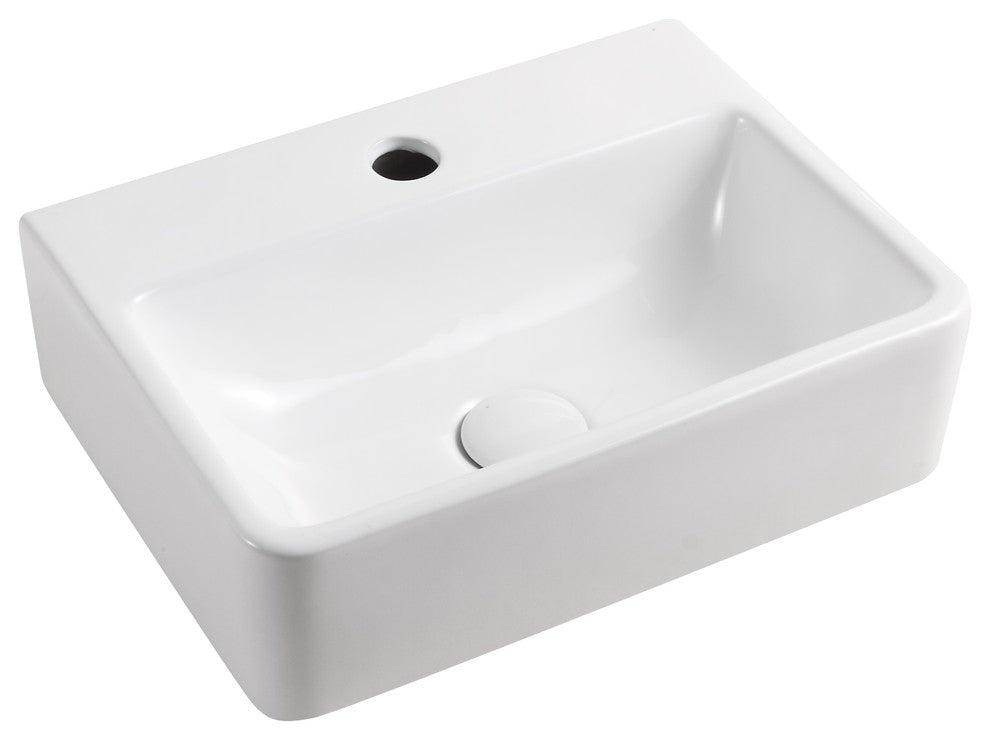 ELANTI EC1808 Porcelain Rectangular Basin Wall-Mounted Sink, White