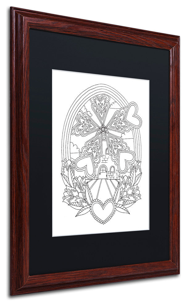 Hello Angel ''Decorative Windmill'' Art, Wood Frame, Black Mat, 20x16