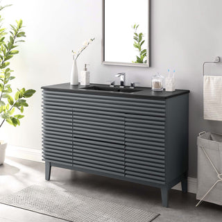 Render 48" Single Sink Bathroom Vanity, Gray Black