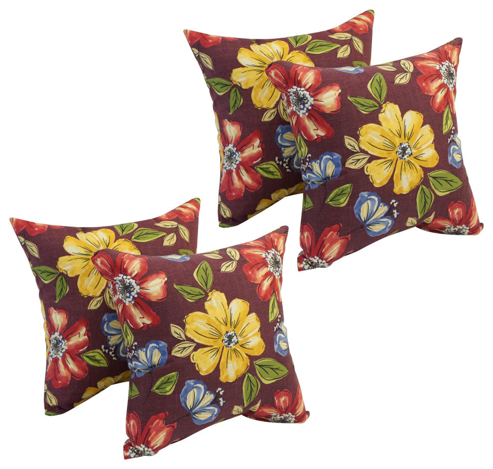 17" Square Polyester Outdoor Throw Pillows, Set of 4, Mcjanice Eggplant