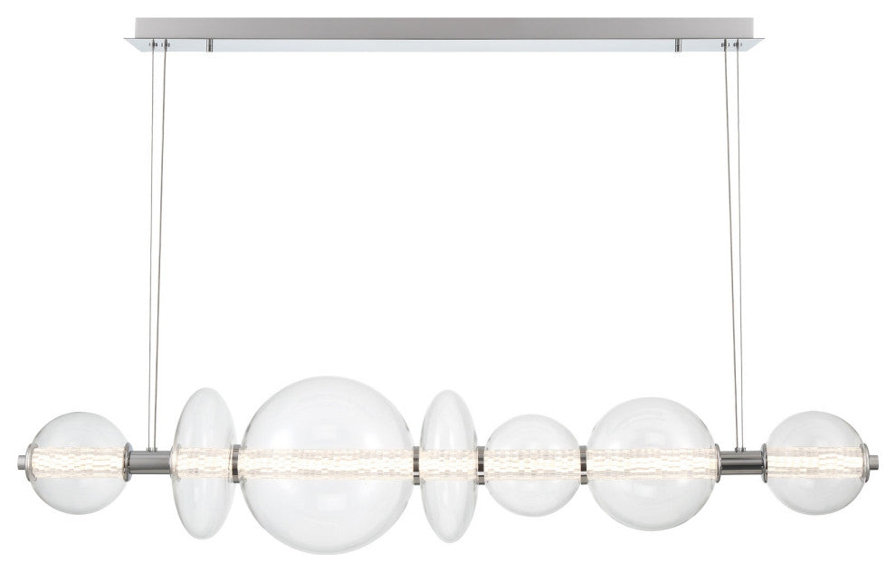 Atomo 1 Light Chandelier, Chrome With Clear Glass