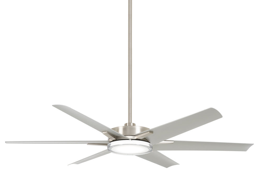 Minka Aire Deco LED 65" Ceiling Fan with Remote Control, Brushed Nickel Wet