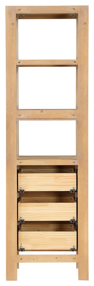 Leon Storage Cabinet for Bath, Kitchen and Living Room, Fir Wood Brown, 22"