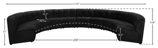 Limitless Velvet Upholstered 10-Piece Modular Sectional, Black