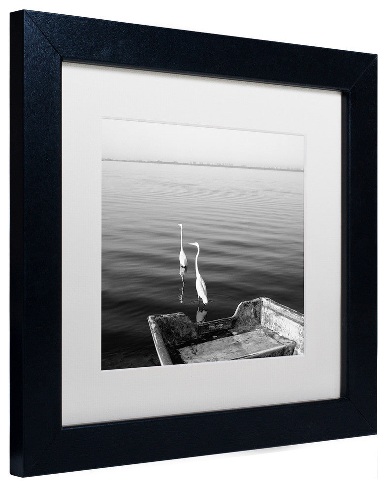 "2 Herons Leaving" Matted Framed Canvas Art by Moises Levy