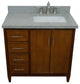 37" Single Vanity, Walnut Finish With Gray Granite