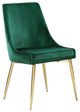 Karina Velvet Dining Chairs, Set of 2, Green, Gold Base