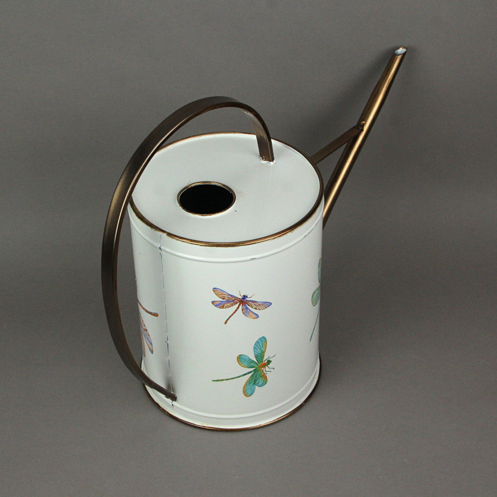 Metal Vintage Enamel Dragonfly Watering Can Decorative Outdoor Water Pitcher