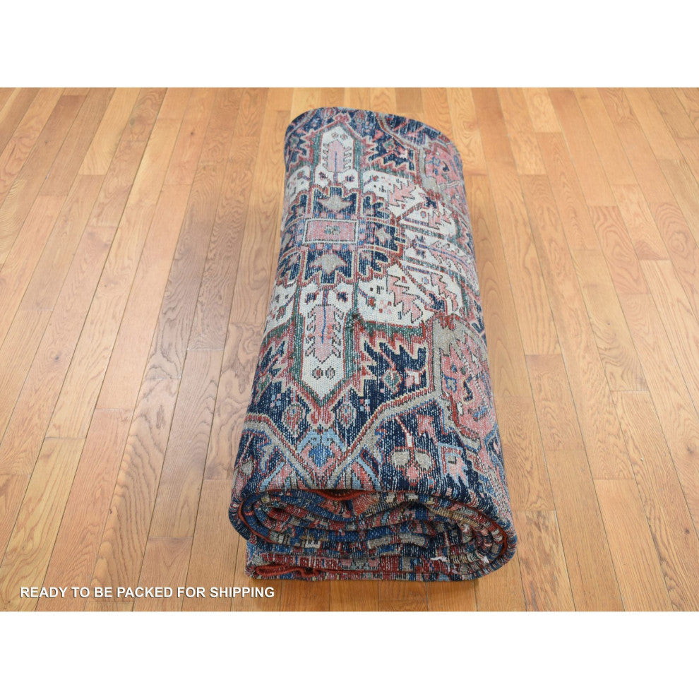Red Antique Persian Karajeh Heriz Wool Hand Knotted Oversized Rug 12'3"x16'1"