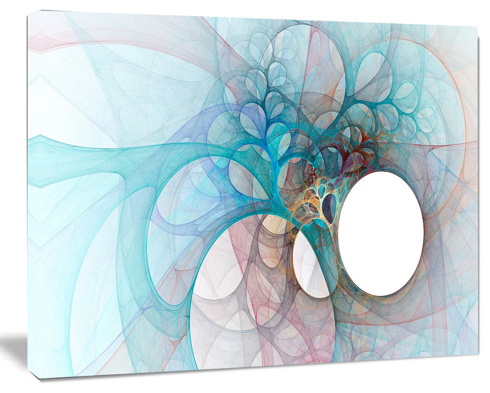 Fractal Angel Wings in Light Blue, Abstract Wall Art Canvas, 40x30