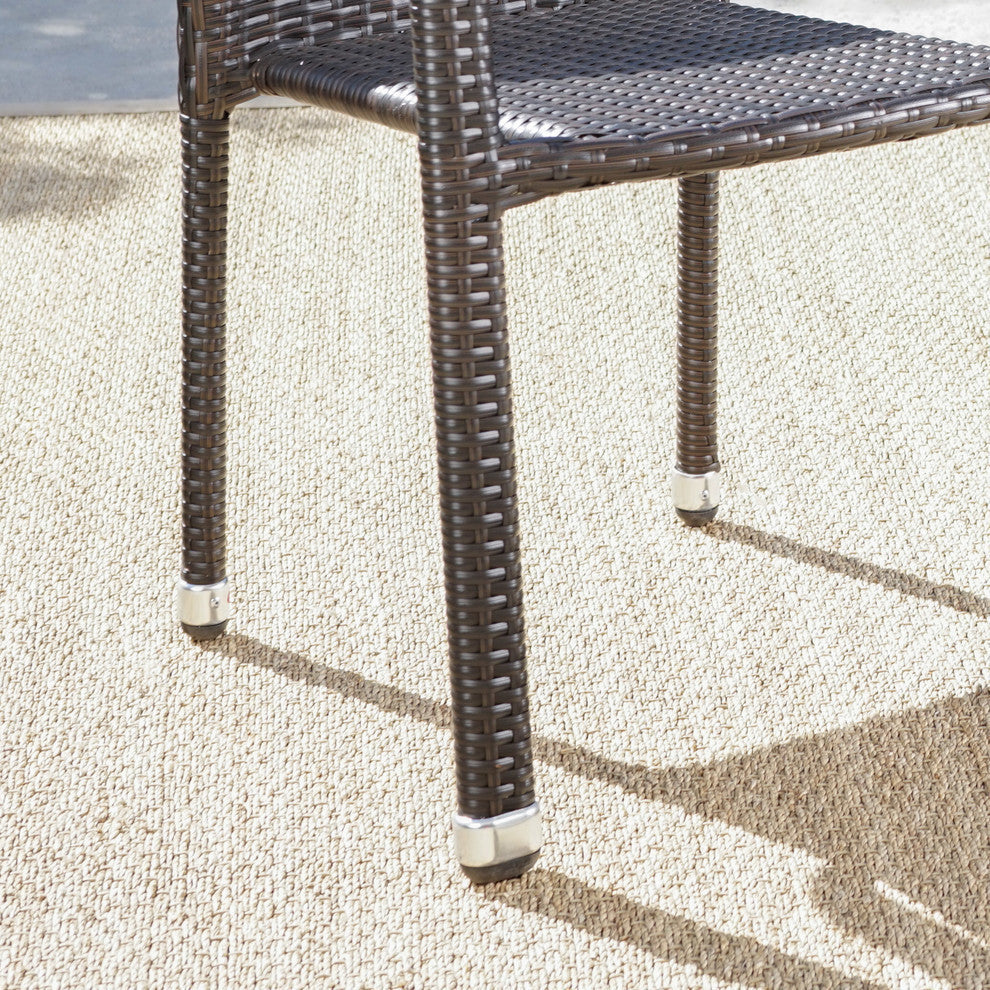 GDF Studio Angel Outdoor Wicker Armed Stack Chairs With Aluminum Frame, Set of 4
