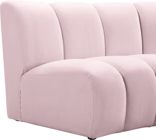 Infinity Channel Tufted Velvet Modular Chair, Pink, 3 Piece