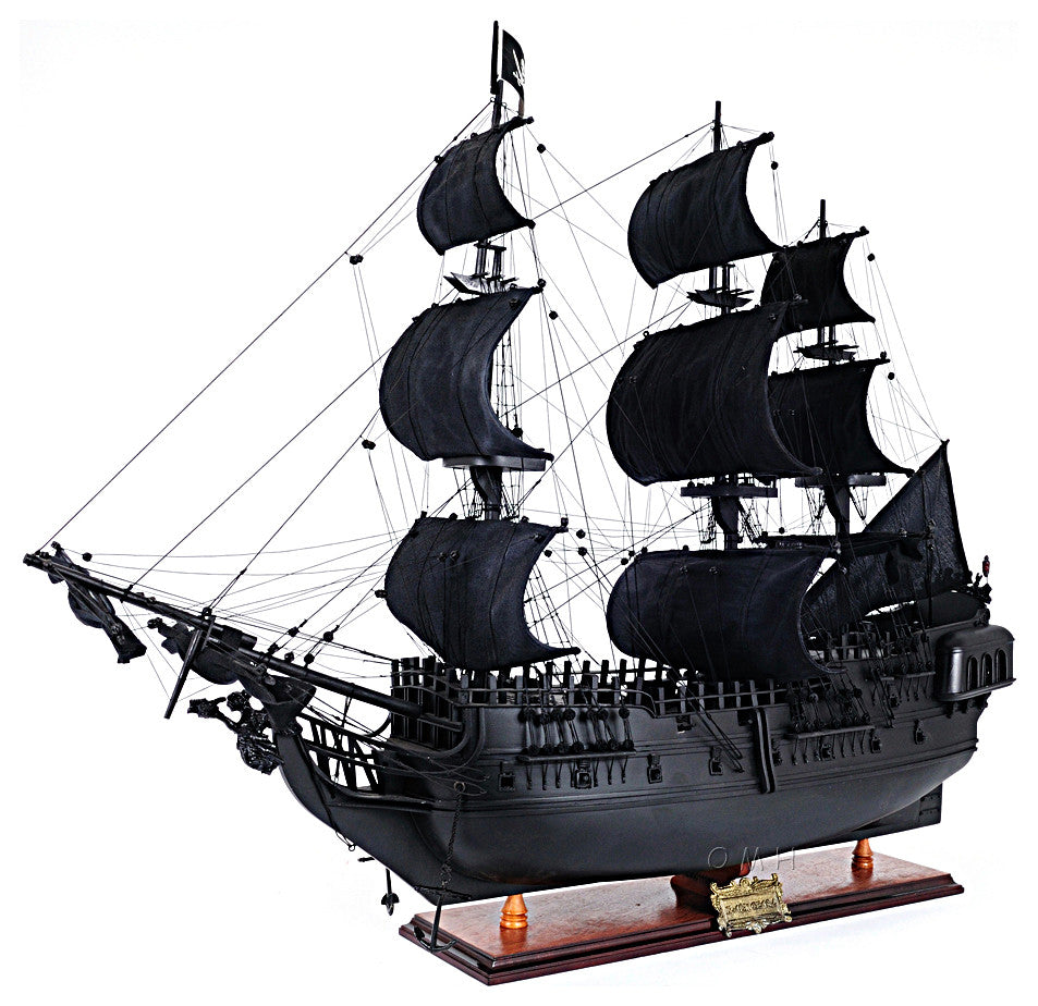Old Modern Handicrafts T295B Black Pearl Pirate Ship Large Floor Display Case