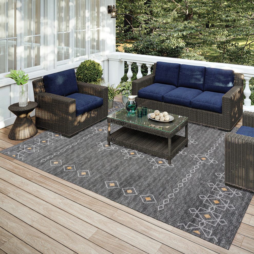 Indoor/Outdoor Sedona SN3 Charcoal Machine Washable 5' x 7'6" Rug