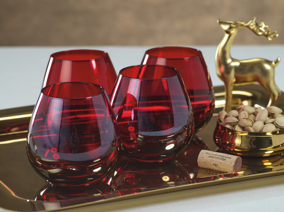 Luster Red Stemless All Purpose Glasses, Set of 6